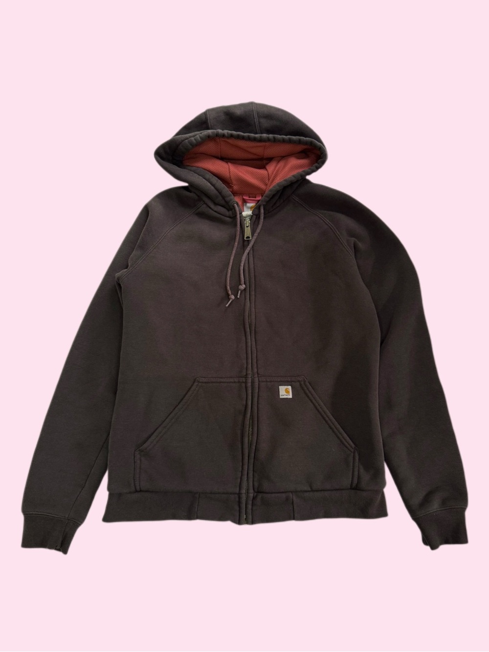 Carhartt for Women WJ012 DKB Lined Full Zip Hoodie Jacket Brown Workwear Medium